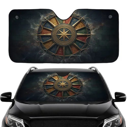 Ancient Sun-Wheel Cosmic Compass 8-Point Star - Car Interior Upgrade Car Sunshade