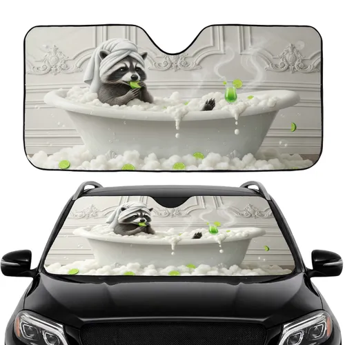 Raccoon Bathtub Bubble Bath Cocktail Lime Car Interior Upgrade for Raccoon Lover Car Sunshade