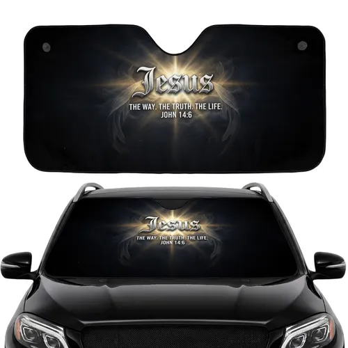 Jesus John 14:6 Celestial Cosmic Light Rays - Car Interior Upgrade Car Sunshade
