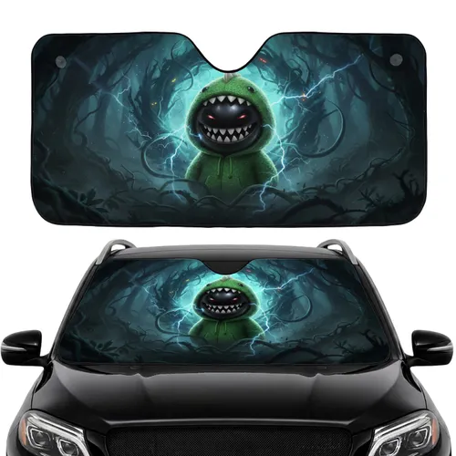 Grinning Spherical Creature Dinosaur Hoodie Primordial Jungle - Car Interior Upgrade Car Sunshade