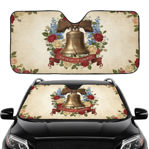 Liberty Bell American Flowers 250 Years of Liberty - Car Interior Upgrade Car Sunshade