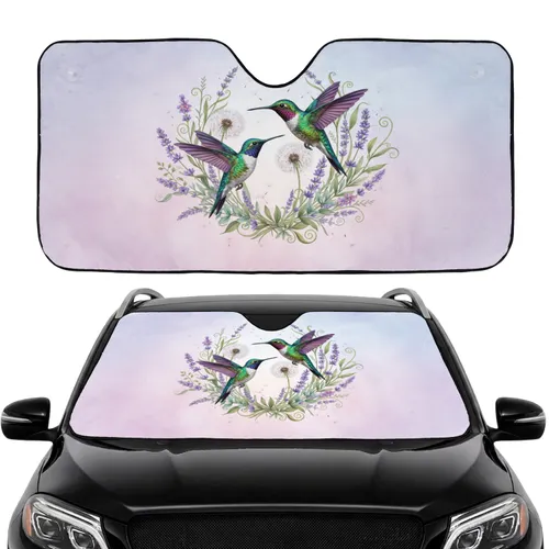 Iridescent Hummingbirds Dandelion Lavender Wildflowers - Car Interior Upgrade Car Sunshade