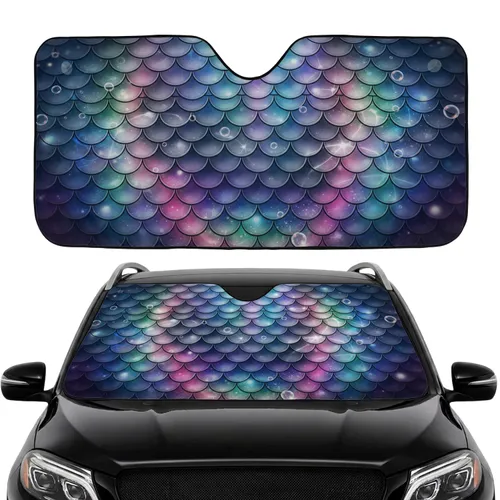 Holographic Iridescent Mermaid Scales Deep Ocean Car Interior Upgrade Car Sunshade