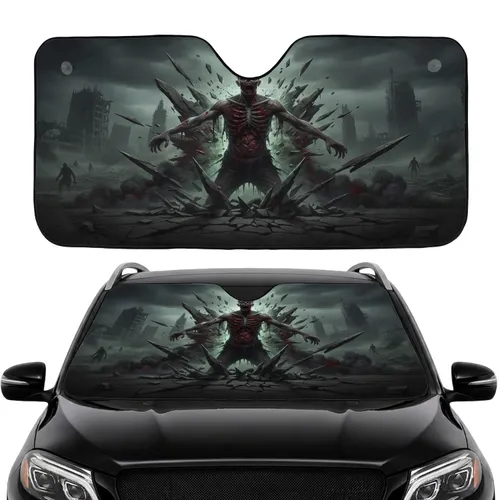 Visceral Zombie Shattered Concrete Urban Desolation - Car Interior Upgrade Car Sunshade