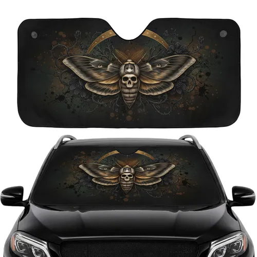 Death's-head Hawkmoth Skull Botanical Crescent Stars Car Interior Upgrade Car Sunshade