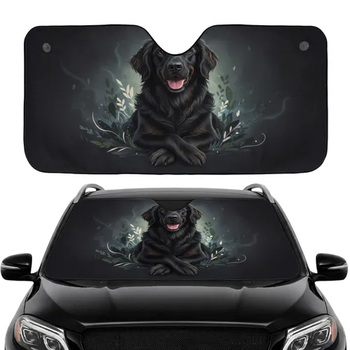 Black Dog, Expressive Brown Eyes, Crossed Paws - Car Interior Upgrade for Dog Lovers Car Sunshade