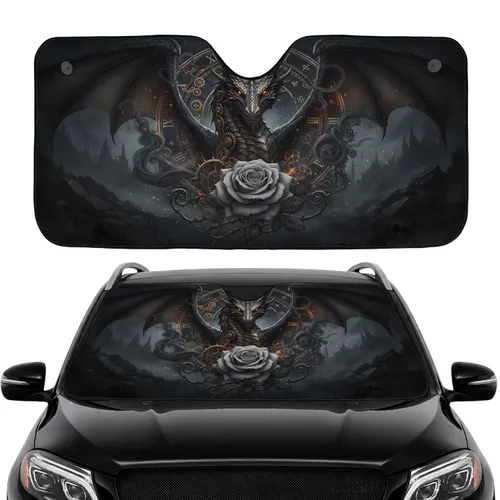 Steampunk Dragon Rose Arcane Clockwork - Car Interior Upgrade Car Sunshade