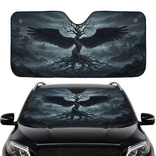 Mythical Tree of Life Black Wings - Car Interior Upgrade Road Trip Car Sunshade