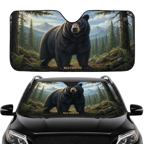 American Black Bear Wilderness Forest - Road Trip Gift for Wildlife Lover Car Sunshade