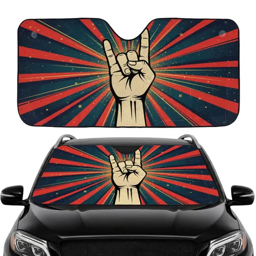 Rock On Hand Gesture Dynamic Rock And Roll Cosmic - Car Interior Upgrade Car Sunshade