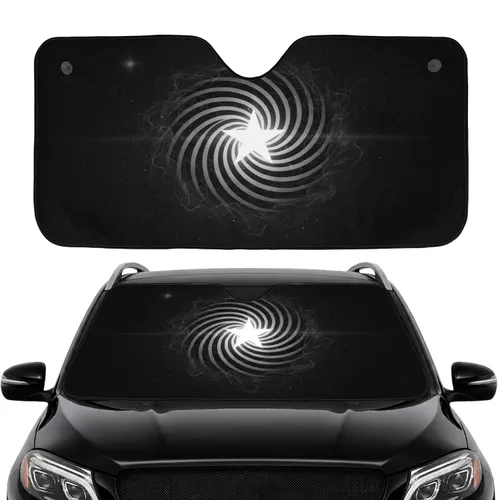 Black White Cosmic Spiral Vortex Five-Pointed Star Car Interior Upgrade Car Sunshade