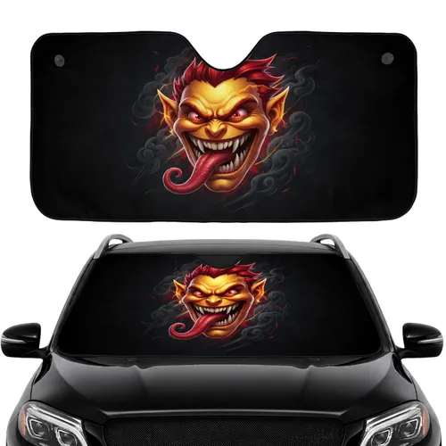 Grinning Monstrous Face - Car Interior Upgrade Travel Accessory Car Sunshade