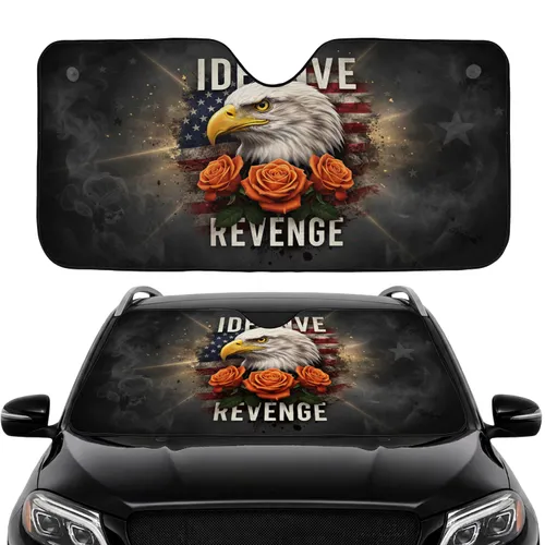 Bald Eagle American Flag Orange Roses IDEANVE REVENGE - Travel Essentials Car Interior Upgrade Car Sunshade