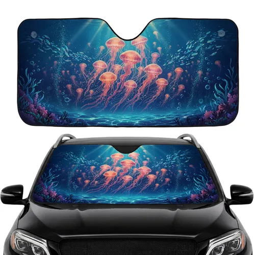 Bioluminescent Jellyfish Deep Ocean - Car Interior Upgrade Car Sunshade