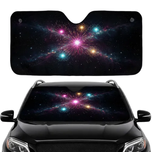 Radiant Starbursts Fireworks Glowing Nebulae Cosmic Sky - Car Interior Upgrade Car Sunshade
