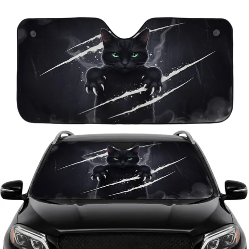 Black Cat Claw Marks Scratched Surface - Car Interior Upgrade Car Sunshade