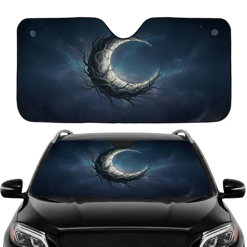 Fractured Moon Gnarled Branches Cosmic Night - Car Interior Upgrade Car Sunshade