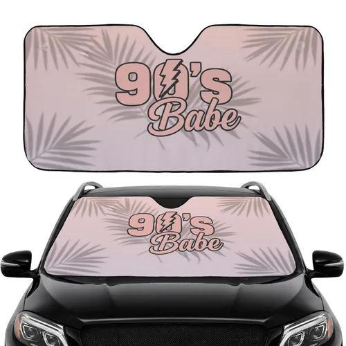 90s Babe Lightning Bolt Tropical Palm - Car Interior Upgrade for Nineties Girls Car Sunshade