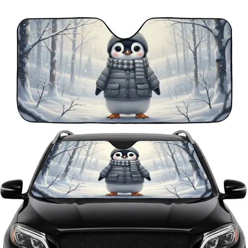 Baby Penguin Pom-Pom Beanie Scarf Winter Forest - Car Interior Upgrade Car Sunshade