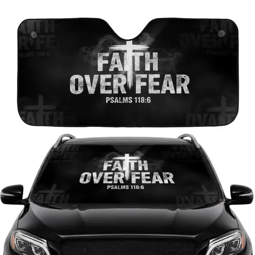 Faith Over Fear Christian Cross - Commute Accessory for Christian Driver Car Sunshade