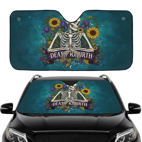 Skeleton Death Rebirth Celestial Botanical - Car Interior Upgrade Car Sunshade