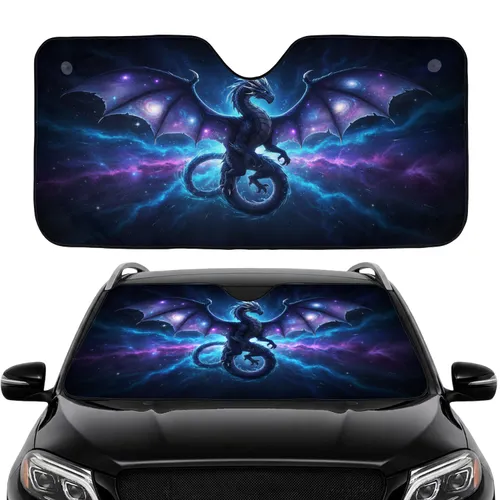 Majestic Dragon Translucent Wings Starry Galaxy Car Interior Upgrade Car Sunshade