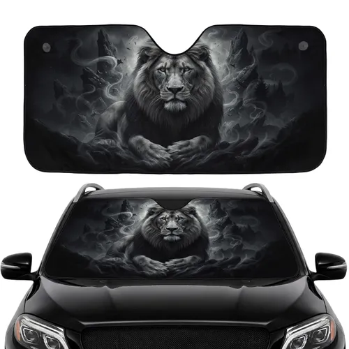Majestic Lion with Thick Mane Powerful Gaze - Car Interior Upgrade Wildlife Lover Gift Car Sunshade