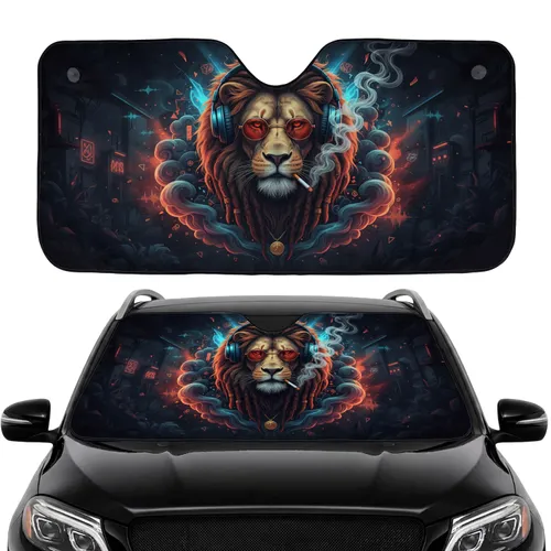 Lion Head Headphones Sunglasses Dreadlock Mane Smoke - Urban Jungle Car Interior Upgrade Car Sunshade