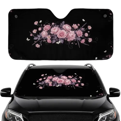 Blush Pink Rose Peony Lavender Butterfly Midnight Black Car Interior Upgrade Car Sunshade
