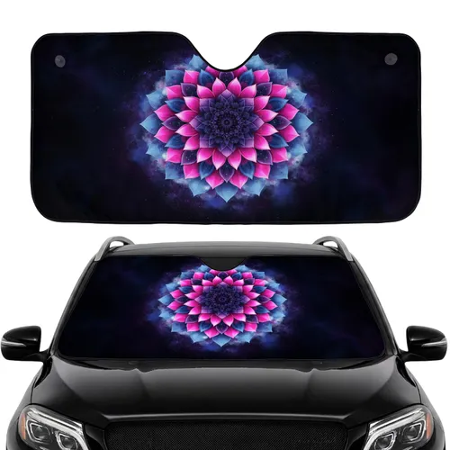 Luminous Floral Mandala Ethereal Dust Cosmic Particles - Car Interior Upgrade Car Sunshade