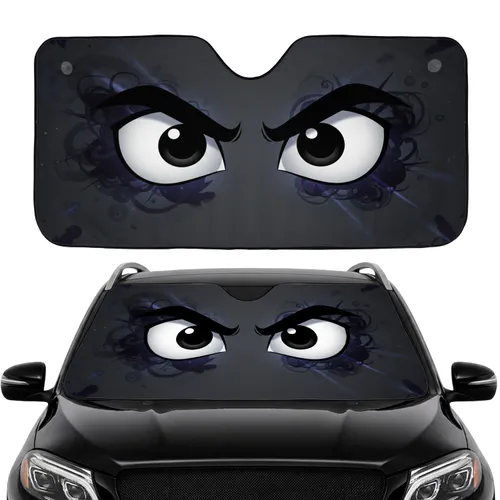 Intense Cartoon Eyes Swirling Aura - Car Interior Upgrade Commute Accessory Car Sunshade