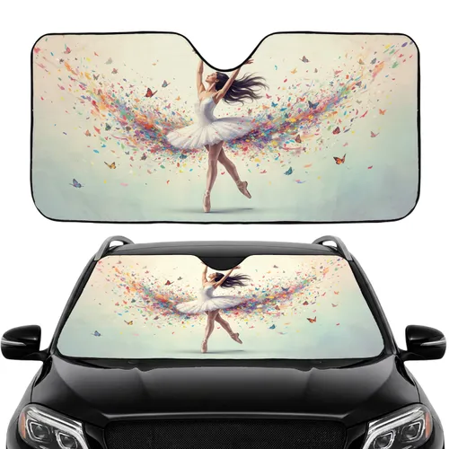 Rainbow Ballerina Pirouette Confetti Butterflies - Car Interior Upgrade Travel Essentials Car Sunshade