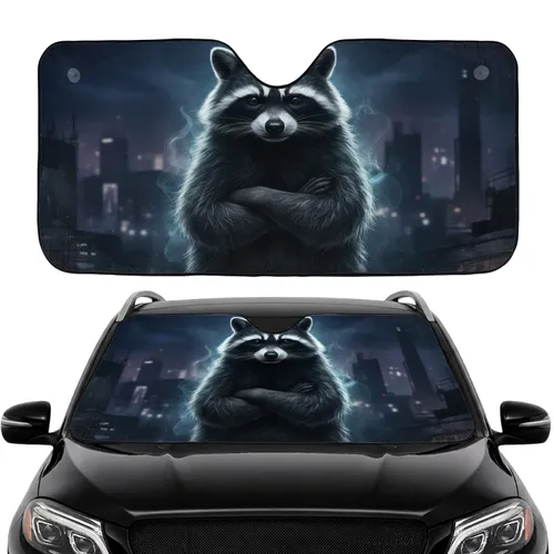 Raccoon Urban Night Car Interior Upgrade - Road Trip Travel Essentials Car Sunshade