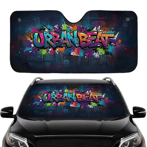 Interlocking Graffiti Letters Fragmented Shapes Urban Street Art - Car Interior Upgrade Car Sunshade