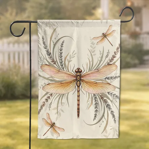 Majestic Dragonfly Lavender Botanical - Wildlife Lover Home Decor Gift Garden Flag