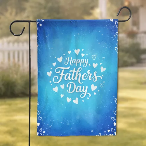 Happy Fathers Day Script Hearts - Fathers Day Gift for Dad Garden Flag