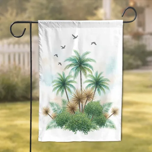 Vibrant Tropical Plants Soaring Birds - Home Decor Gift for Nature Lovers Garden Flag