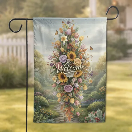 Four Seasons Botanical Welcome English Garden Home Decor Gift Garden Flag