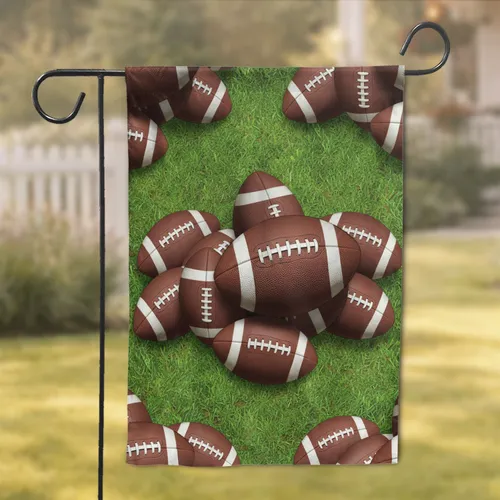 American Footballs Green Turf Game Day Decor for Football Fans Garden Flag