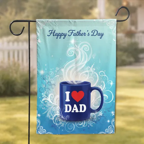 Deep Indigo Blue Coffee Mug 'I Heart DAD' Happy Father's Day - Gift for Dad Garden Flag