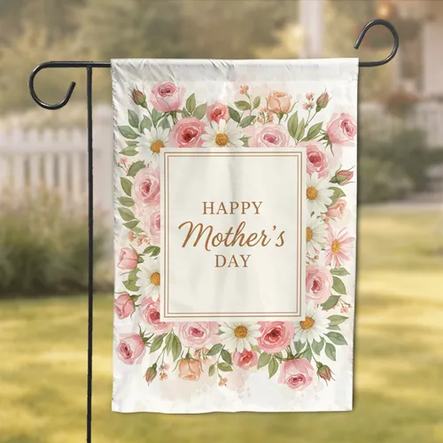 HAPPY Mother's DAY Rose Daisy Floral Bouquet - Mother's Day Gift for Mom Garden Flag