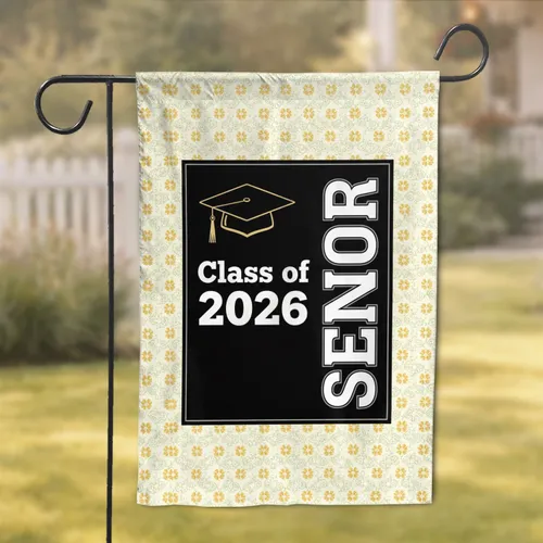Class of 2026 SENIOR Graduation Cap Floral Frame - Senior Year Celebration Gift Garden Flag