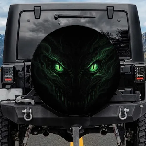 Intense Luminous Emerald Green Reptilian Eyes – Wildlife Lover Gift Spare Tire Cover