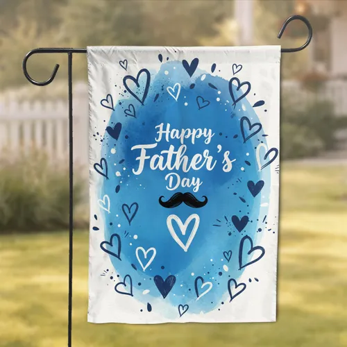 Happy Father's Day Mustache Heart - Father's Day Gift for Dad Garden Flag
