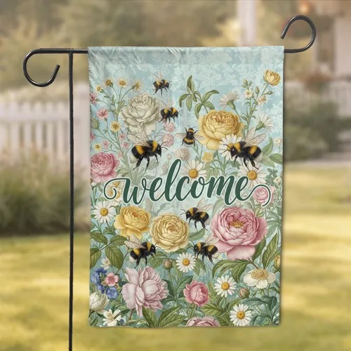 Bumblebee Welcome Floral Garden - Home Decor Gift for Garden Lover Garden Flag