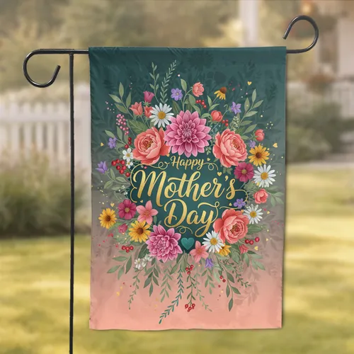 Happy Mother's Day Floral Cascade - Mother's Day Gift for Mom Garden Flag