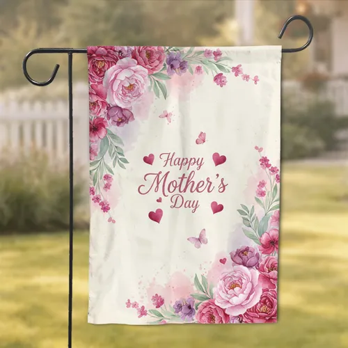 Happy Mother's Day Peonies Butterflies Floral - Mother's Day Gift for Mom Garden Flag