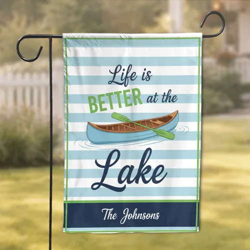 Canoe Lake 'Life is BETTER at the Lake' Custom Family Name Decor Garden Flag