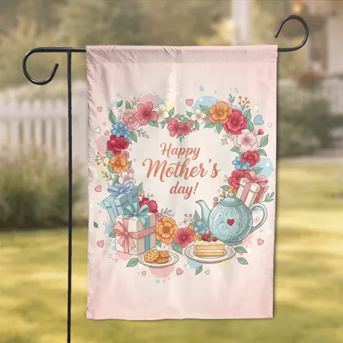 Happy Mother's Day Floral Heart Wreath Gift Boxes - Mother's Day Gift for Mom Garden Flag