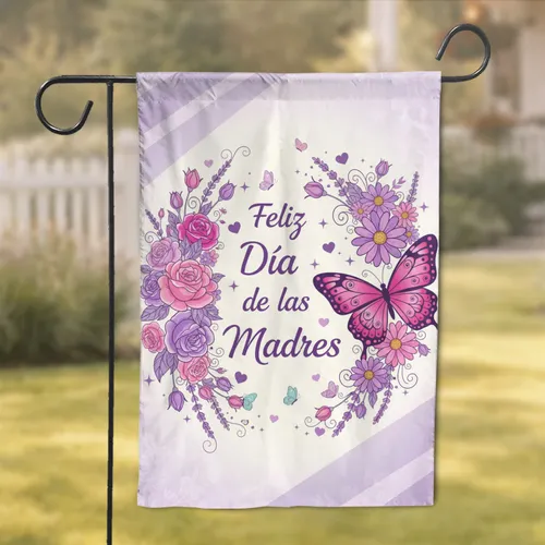 'Feliz Día de las Madres' Butterfly Roses Daisies - Mother's Day Gift for Mom Garden Flag